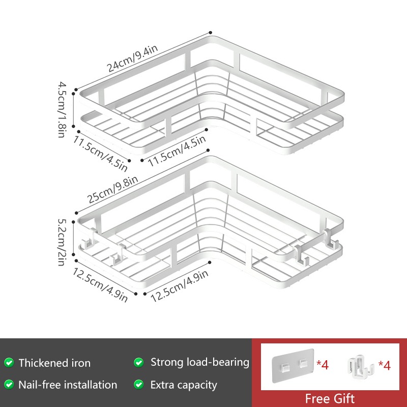 Bathroom Corner Shelf, No-drill Thickened Iron Shower Rack, Makeup  Organizer, Shampoo Holder, Bathroom Storage Rack, Bathroom Accessories -  Temu Belgium