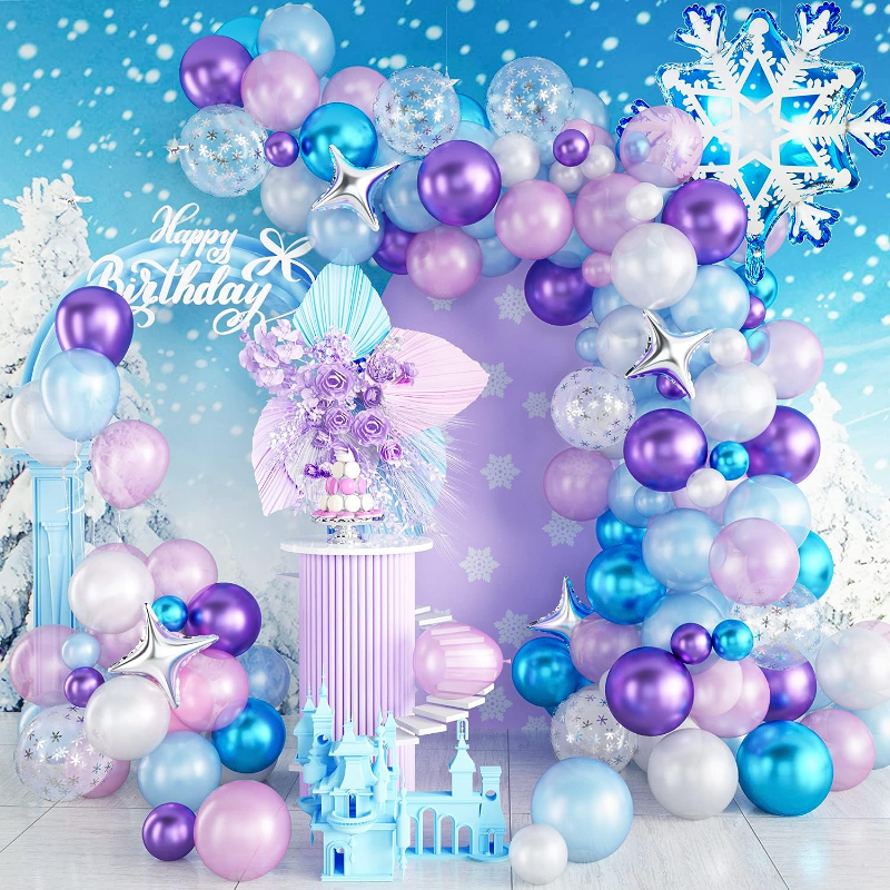 3 Decoracion Cumpleaños Frozen Niñas, Kit De Arco De Guirnalda De Globos De  Frozen con Póster