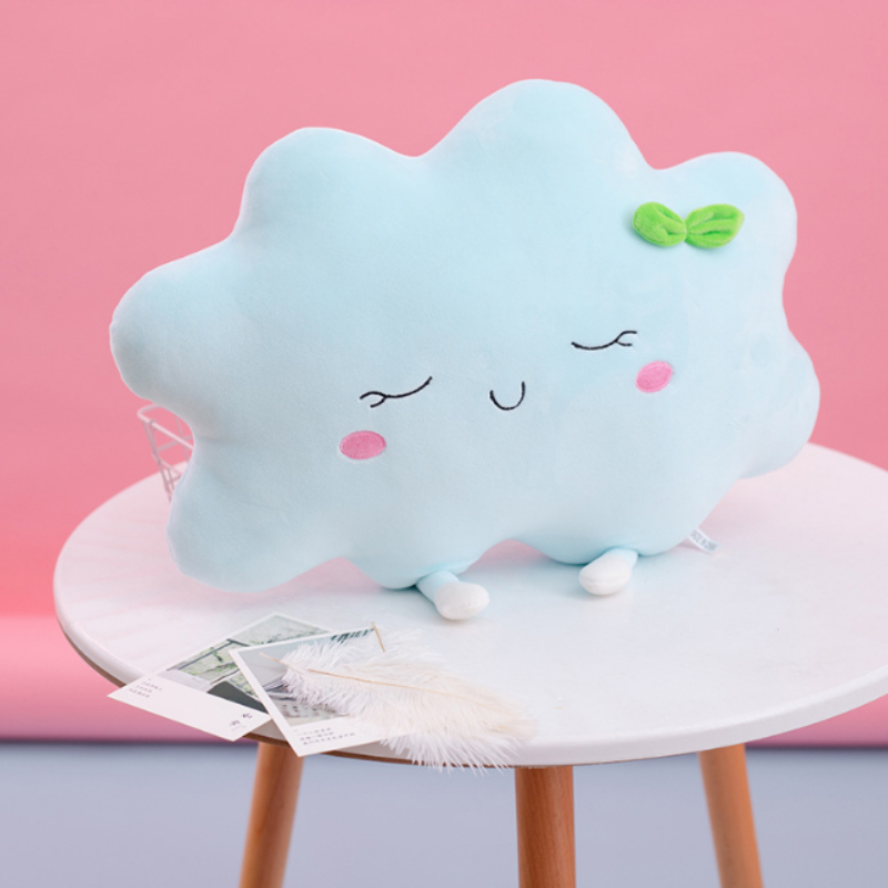 Lovely Stuffed Throw Pillow Doll Cute Cartoon Expression Cloud Soft Pillow Plush Toys Home Decoration Birthday Gifts, Size: 45 cm, Blue