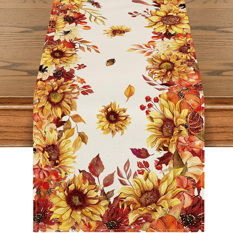 Summer Bumble Bee Linen Table Runners Kitchen Table Decorations Sunflower  Flowers Dining Table Runners Holiday Party Decor - AliExpress
