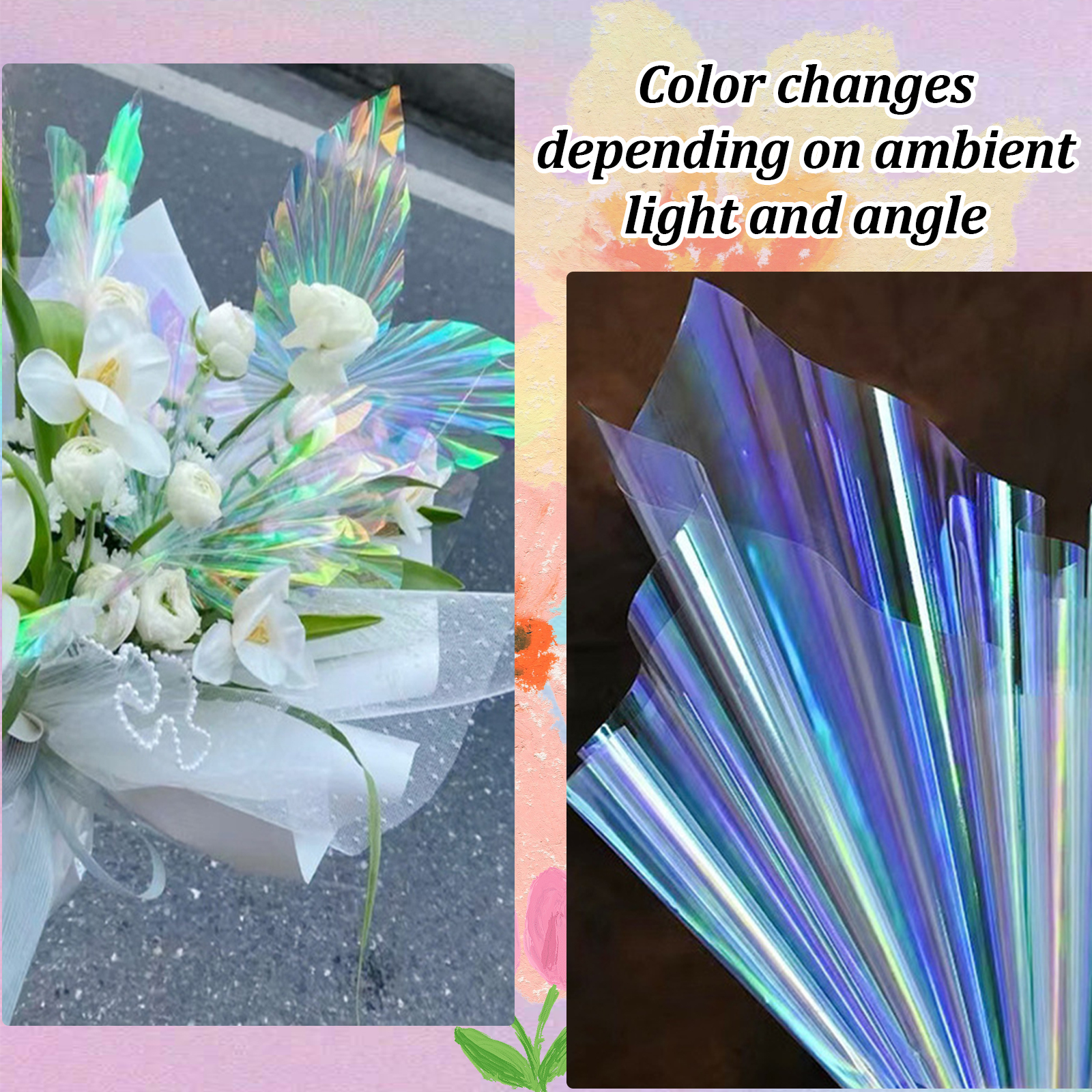 Cellophane Wrap Paper Iridescent Film Colored Packing Film for Diy