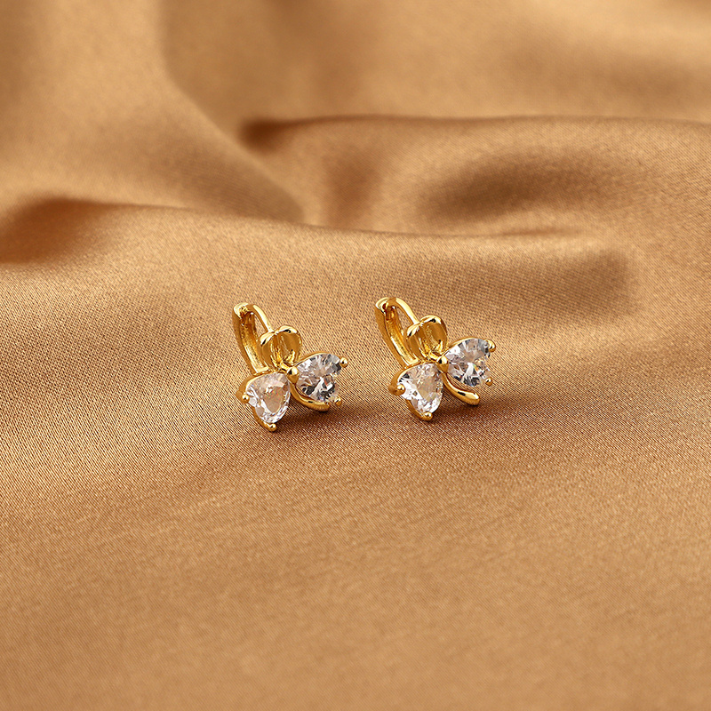 Zircon Heart Butterfly Earrings Party Jewelry Accessory Gift