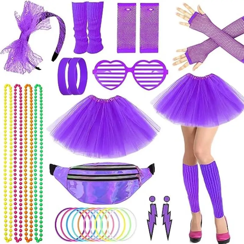 Ladies 1980s 80s Fancy Dress Costume Tutu & Top Womens 80's Outfit