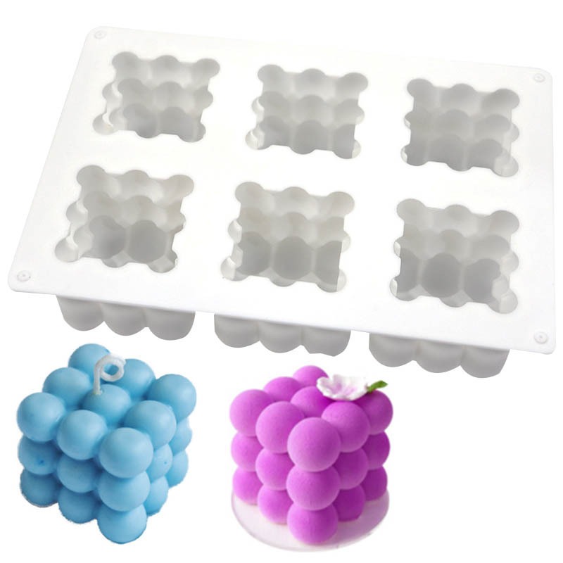 3D Bubble Candle Molds - 6 Cavity Bubble Cube Silicone Mold for Candles  Soap Making, Bubble Cake Mold for Baking Dessert Mousse Cake Jelly Ice Cream