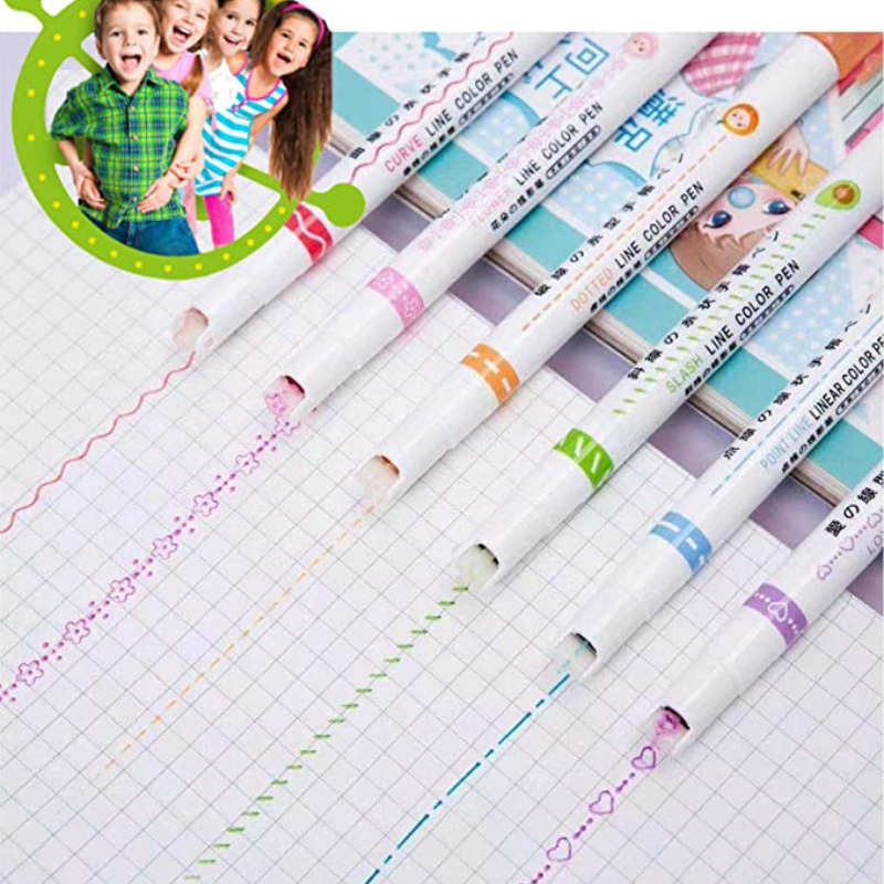 Colored Pens Dual Tips Fine Point Pen Curve Line And Fine - Temu