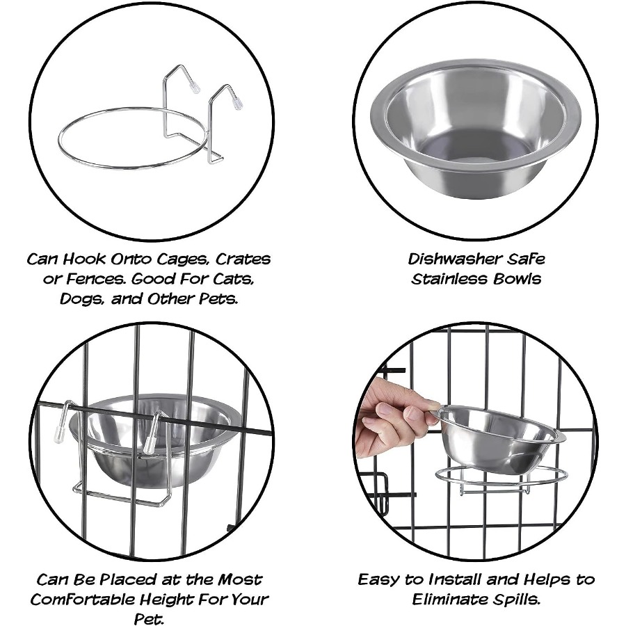 Hanging Stainless Steel Dog Bowl Clamp Holder Dog Cage - Temu