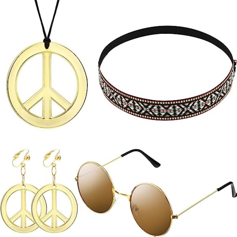 Hippie Clothing Accessories Set 70s Peace Sign 60s Women's - Temu