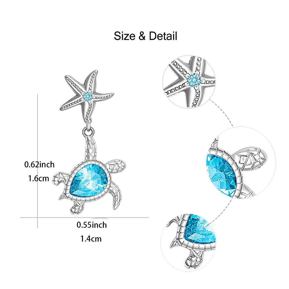 Fashion Cute Starfish Blue Turtle Stud Earrings Women Girls - Temu