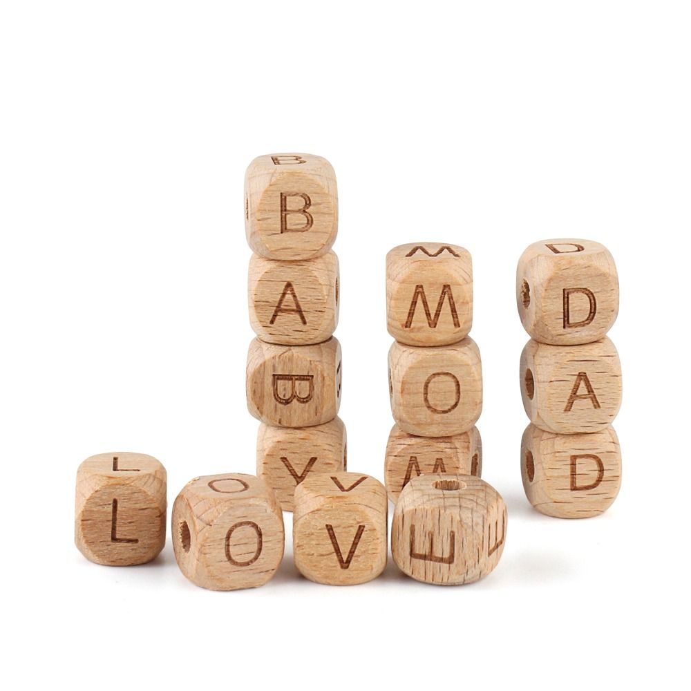 Wooden Alphabet 26 Letter Beads 12mm 104pc Wood Loose Beads for Jewelry  Keychain Making