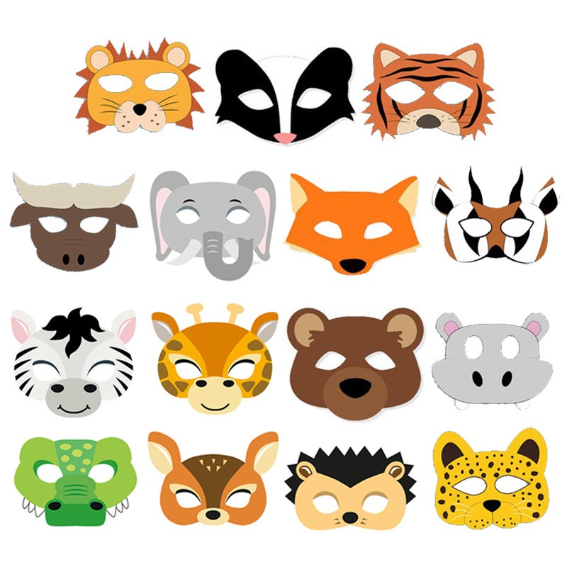 8 Masques Animaux Jungle - Déguisements pour Enfant - Se déguiser