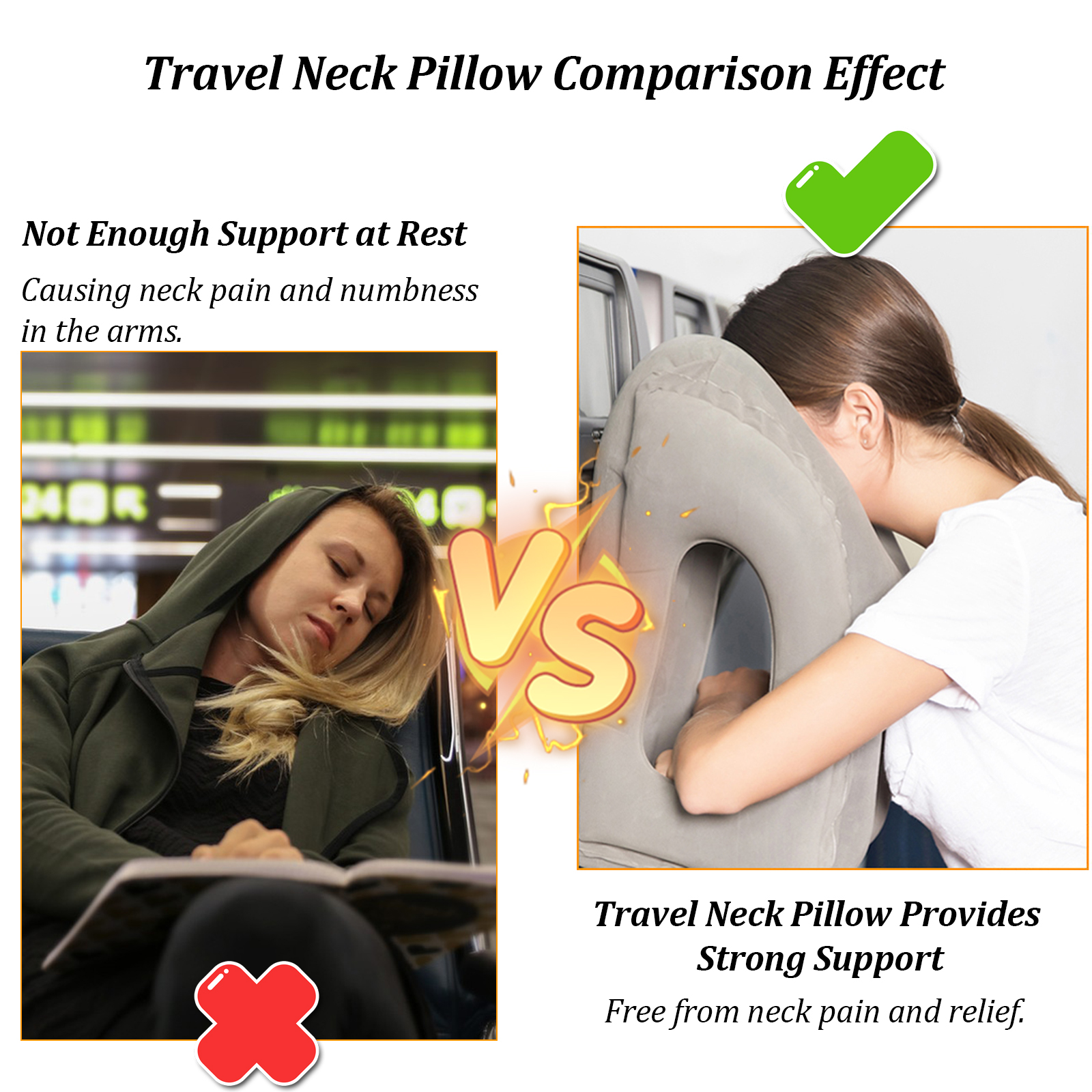 Inflatable Travel Pillow,Multifunction Travel Neck Pillow for Airplane to  Avoid Neck and Shoulder Pain,Support Head,Neck,Used for Sleeping Rest