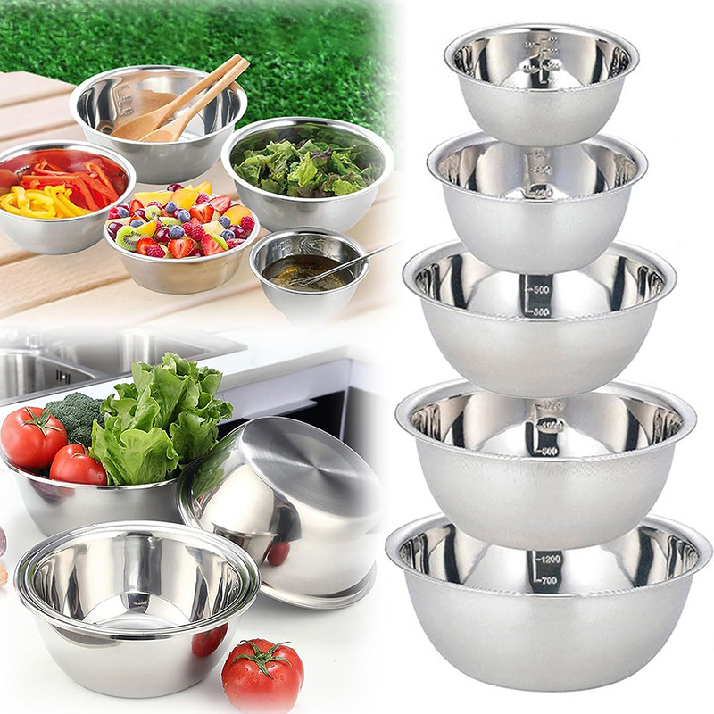 1L 1.5L 2.5L Tempered Glass Bowl With Lid Scale For Making Dough Kitchen  Fruit Salad Bowl Flour Baking Mixing Bowl