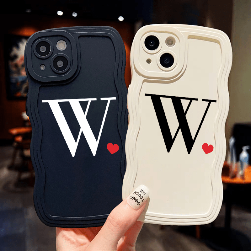 

2pcs Heart & Letter W Graphic Luxury Phone Case For Iphone 11 14 13 12 Pro Max Xr Xs 7 8 Plus Cls Car Shockproof Cases Fall Bumper Back Soft Matte Lens Protection Cover Pattern Cases