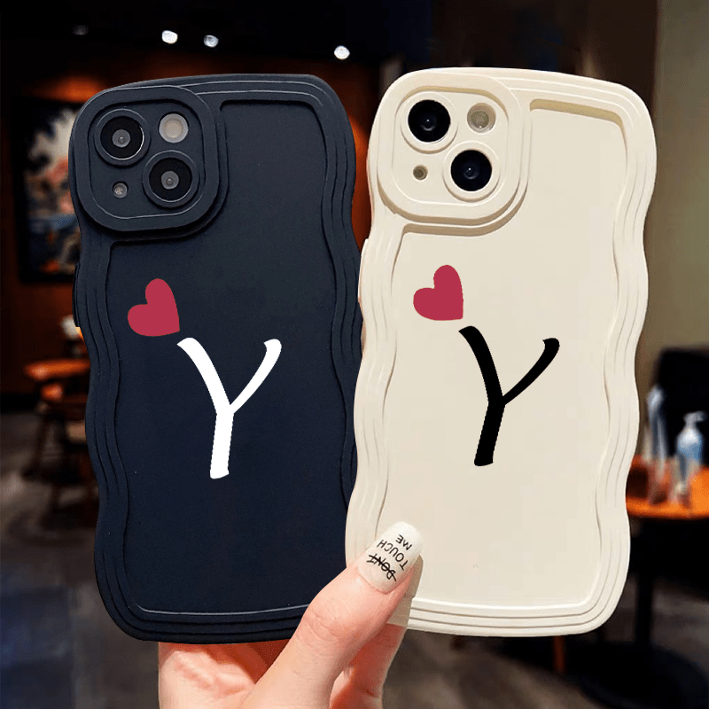 Letter Y & Heart Pattern Phone Case For Iphone 11 12 13 14 Pro Max