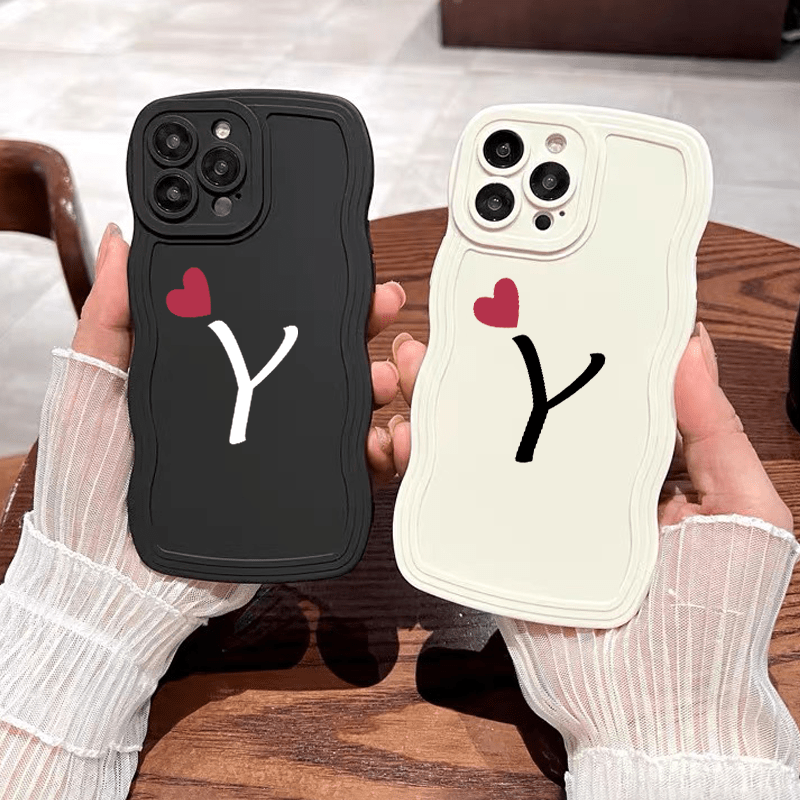 Letter Y & Heart Pattern Phone Case For Iphone 11 12 13 14 Pro Max