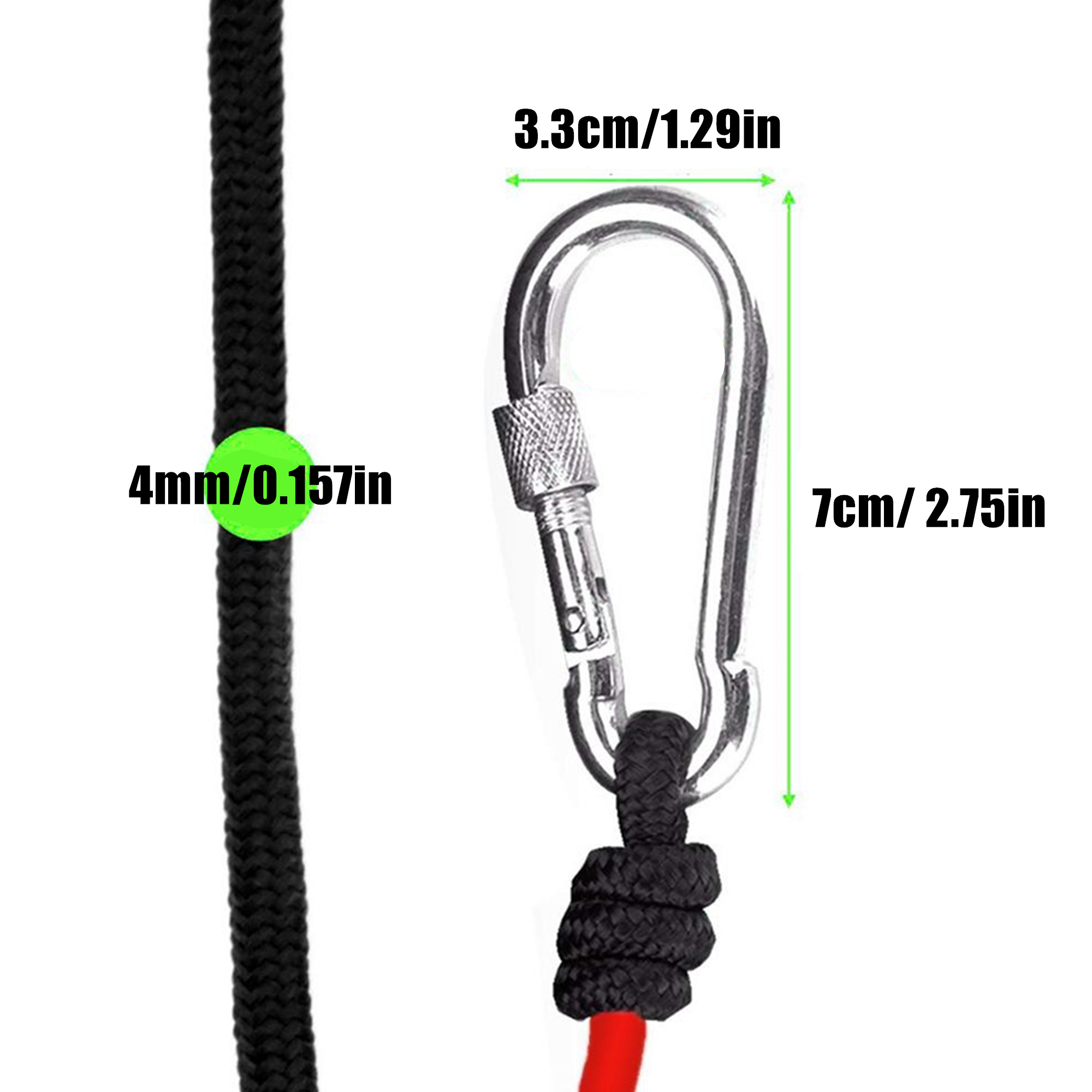 20m Magnet Fishing Rope With Carabiner, Nylon Braided Rope For Anchor,  Clothesline, Durable Outdoor Camping Hiking Portable Paracord