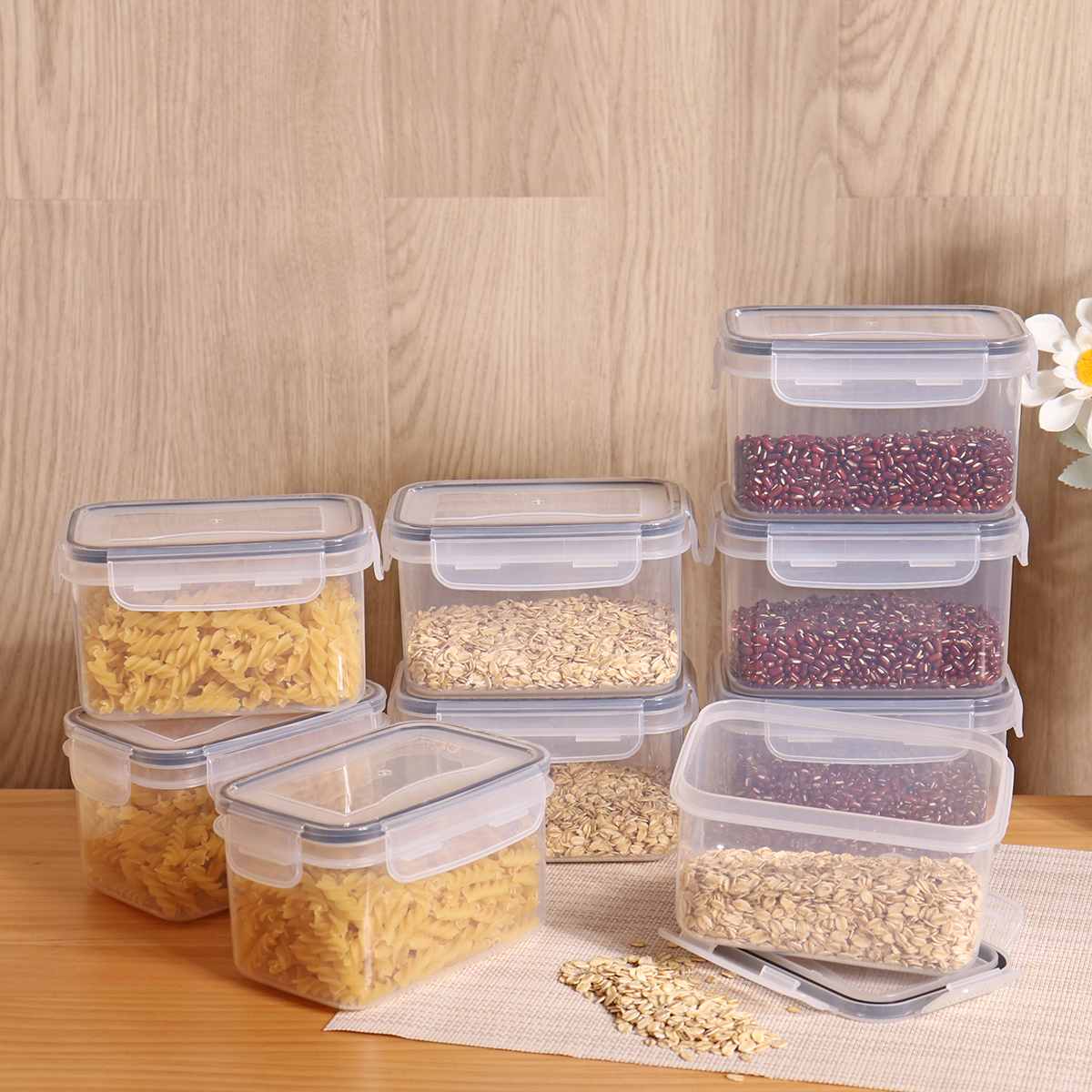 Plastic Storage Containers for Kitchen Storage Jars for Bulk Cereals Spices  Boxes Kitchen Fridge Organizer Jars with Lid Boxes