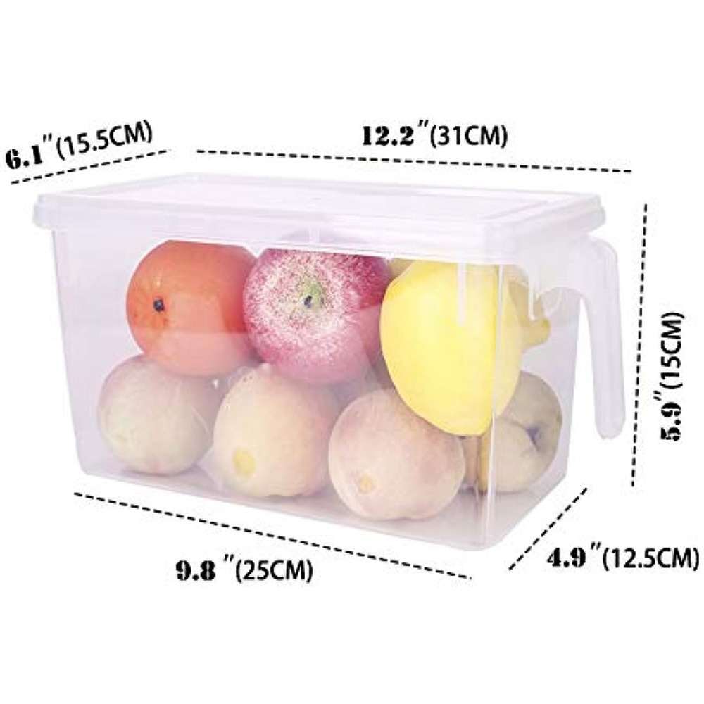 Fridge Organizer Bin Clear with Handle & Lid 5L