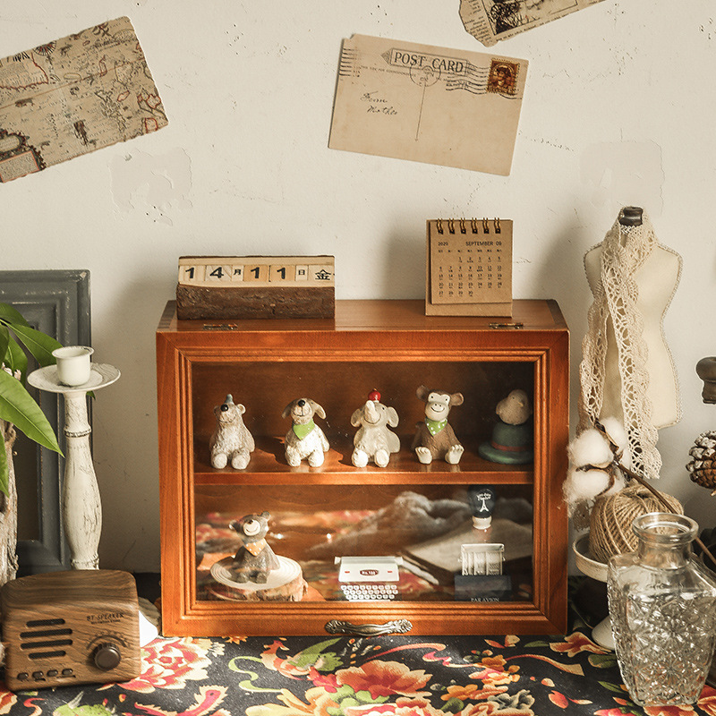 Retro Doll Storage Rack With Grids Wall Mount And Table Top - Temu