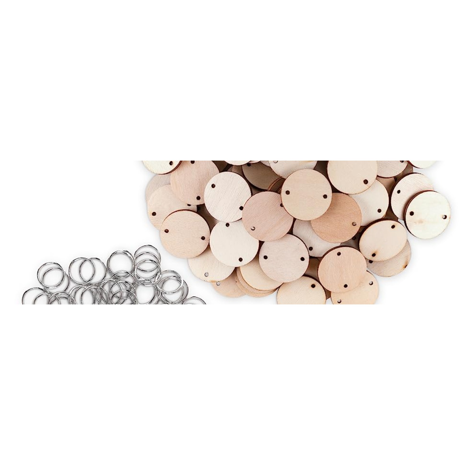 Wooden Rounds And Key Rings Wooden Discs With Holes And Ring - Temu