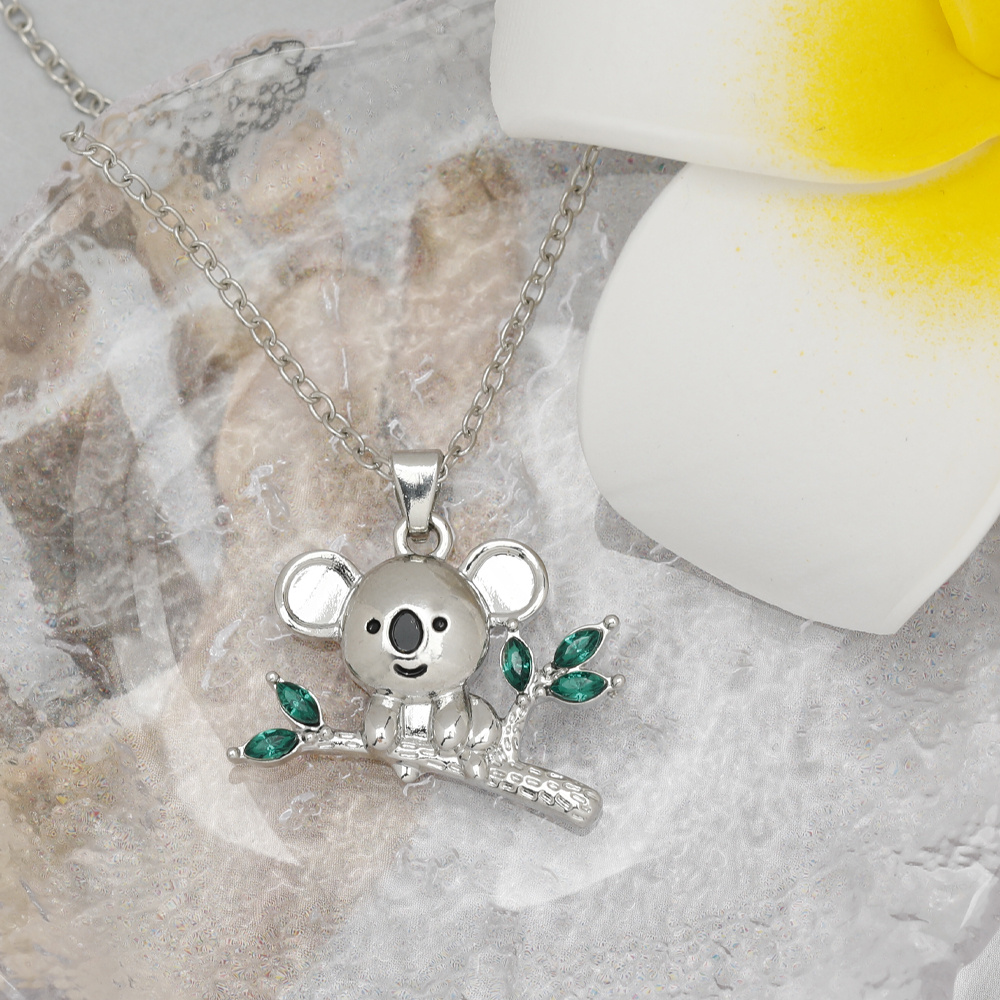 1pc Cute Cartoon Koala Hugging The Moon Creative Pendant Necklace, Boho  Style Perfect Holiday Gift For Teenagers