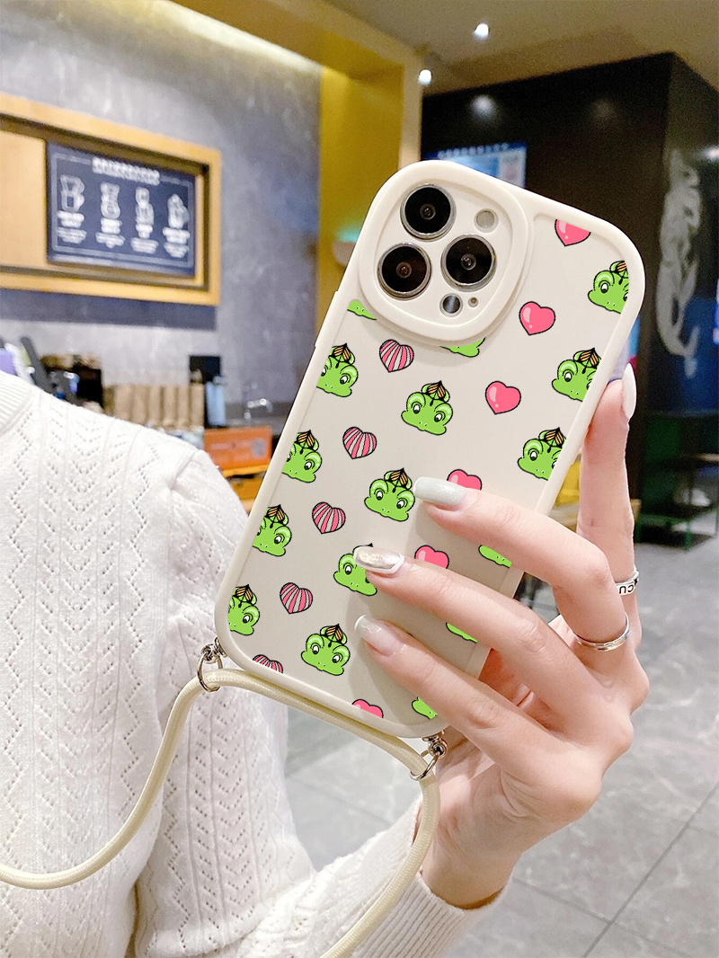 phone case frog heart graphic lanyard iphone 14 13 12 11 pro