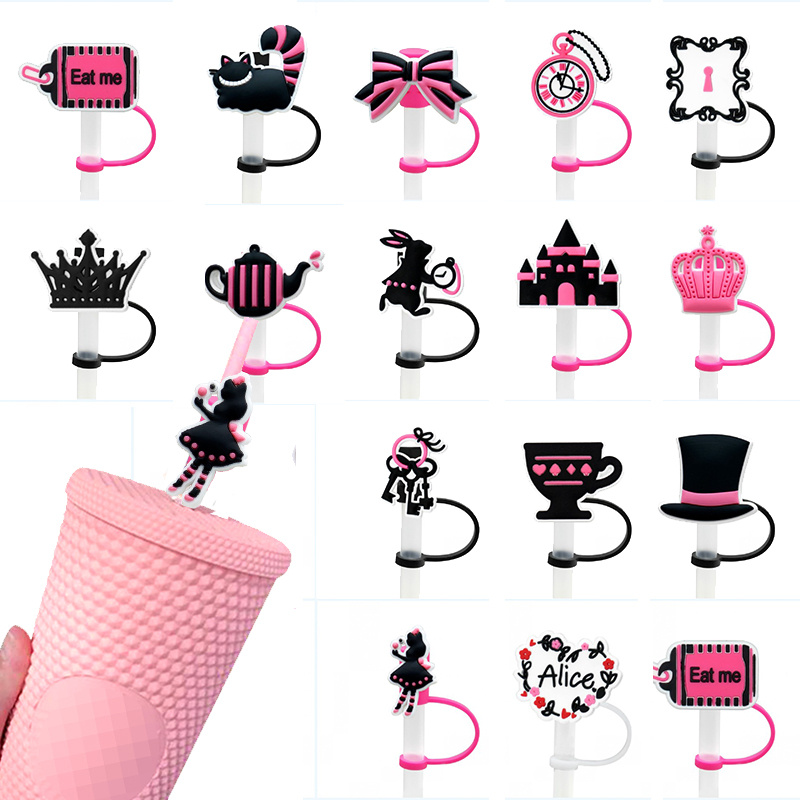 Straw Cover Silicone Straw Covers Cap for Tumblers Reusable Straws Cute Straw Tips Cover (Pink Straw cover/9pcs)
