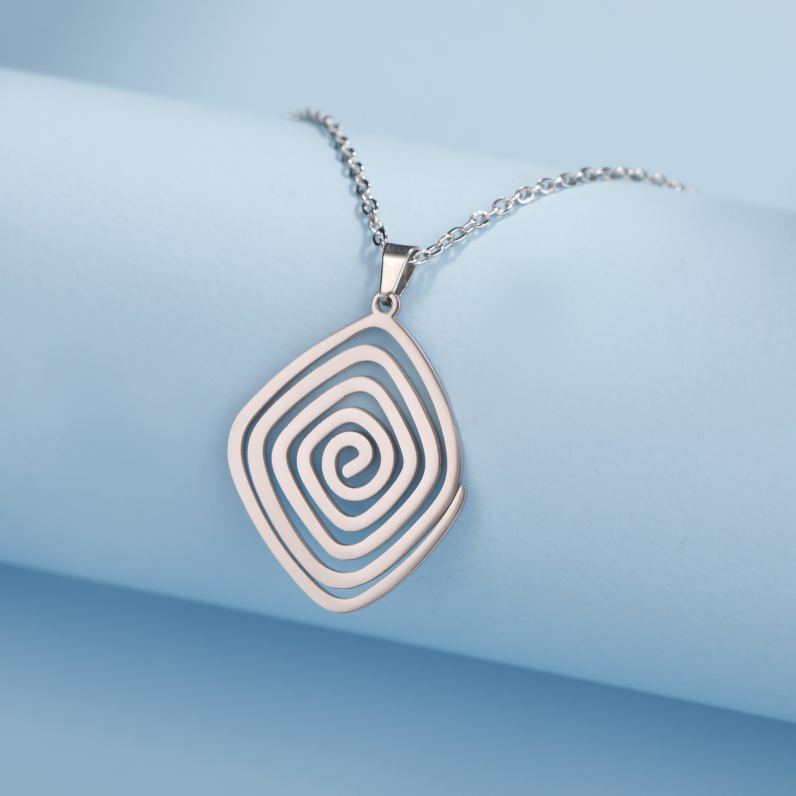 Men's Sterling Silver Spiral Necklace