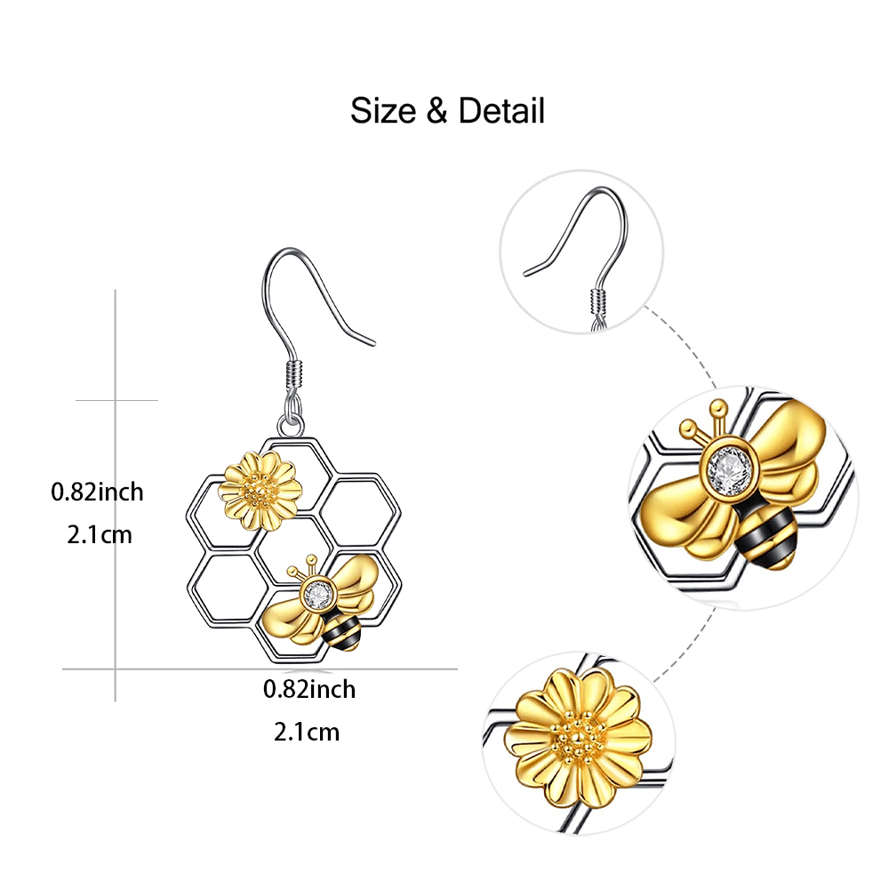 Fashion Bee Flower Honeycomb Earrings For Women And Girls As Birthday And  Christmas Gifts - Temu