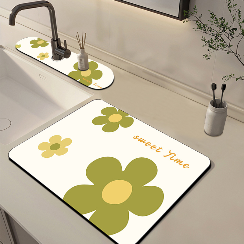 Drain Mat, Diatom Clay Kitchen Counter Top Drain Mat, Dish Drying Mat, Bowl  And Plate Drying Pad, Water Absorbing, Non Slip, For Dish Drying, Coffee  Mat, Dish Rack, Pet Mat, Tabletop Protection