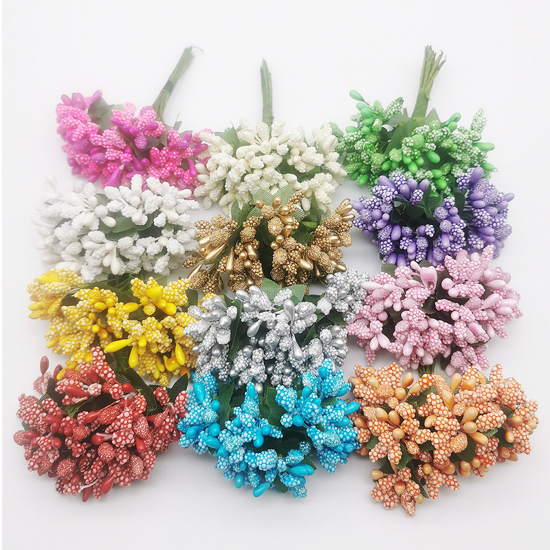 Gold Artificial Flowers Stamen Berries Home Decor Bundle DIY Floral Pistil  Mini