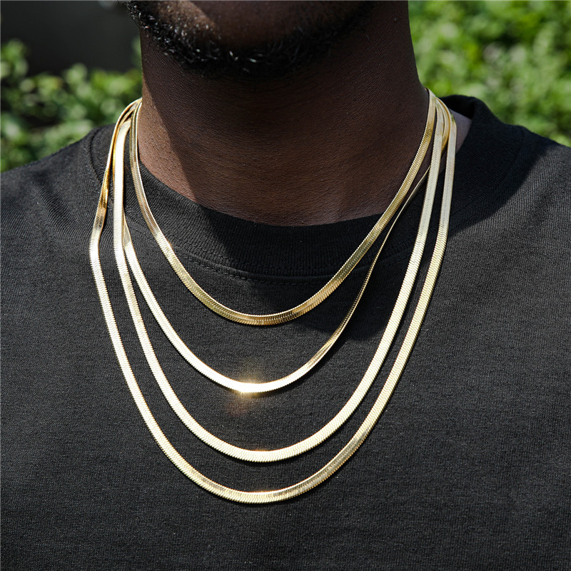 Flat Gold Chain Mens Snake Chain Necklace Silver Snake Chain Silver Herringbone Necklace