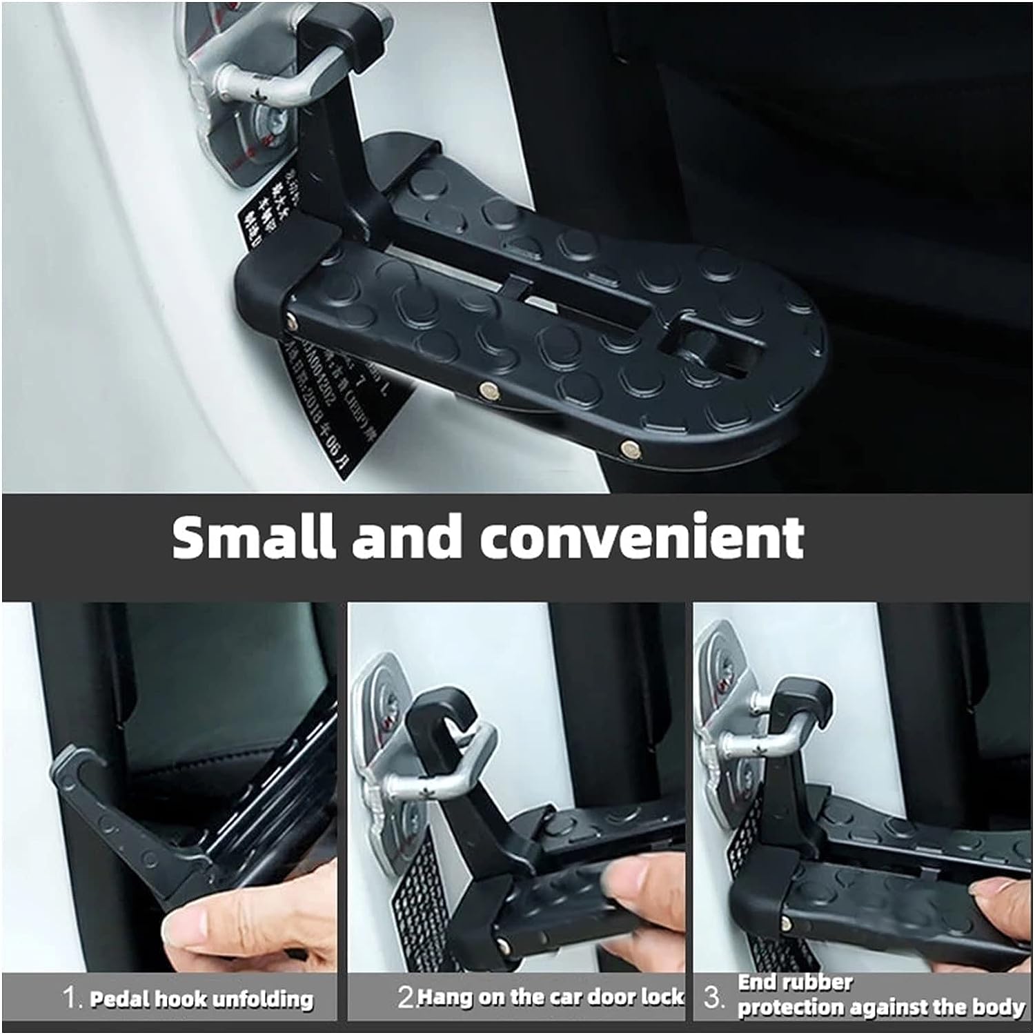 Car Door Step: Foldable Car Door Step Supports Both Feet, Climbing Assisted Car Roof Portable Steps Pedal for Suv, RV(Black)