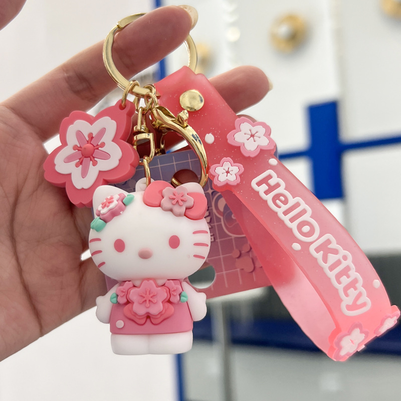 Sakura Plush blossom Keychain on the Phone Accessories Cute Backpack  Ornaments Pendant Exquisite Lanyard Strap for Phone Chain