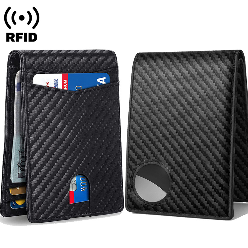 RFID Blocking Carbon Fiber Wallets Credit Card Holder Purse Minimalist Wallet For Men Slim Wallet Suitable For Air Tag
