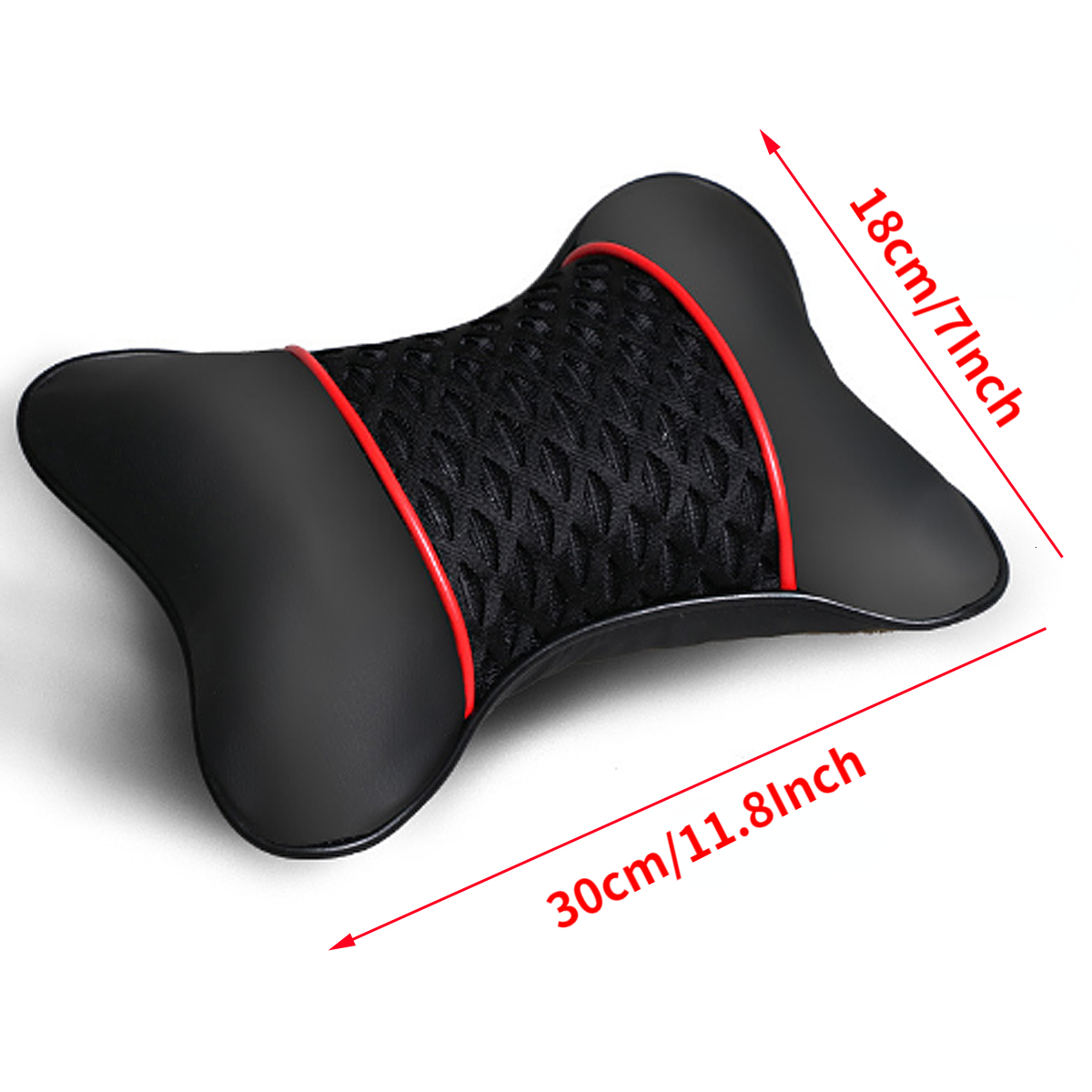 1pc PU Leather Knitted Car Pillows Headrest Neck Rest Cushion Support Seat  Accessories Auto Black Safety Pillow Universal Decor