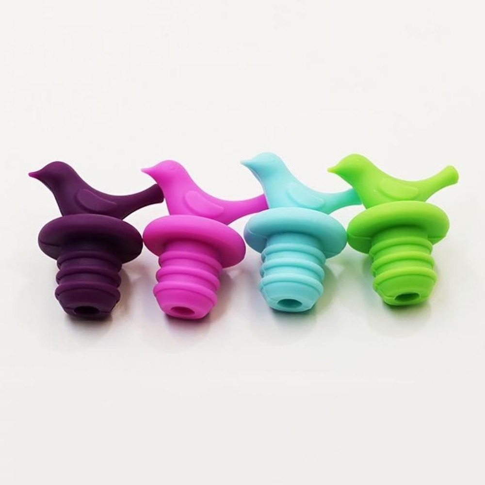 5PCS Bird Silicone Bottle Cap Wine Bottle Stopper Red Bottle with