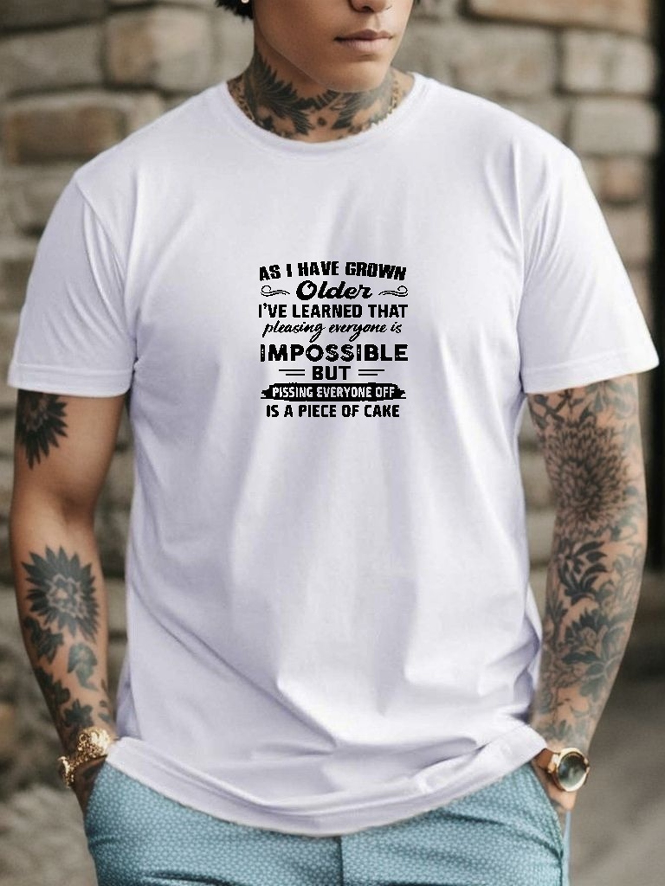 Playeras De Hombre De Moda, Camiseta de manga corta con cuello redondo y  ajuste holgado para hombre