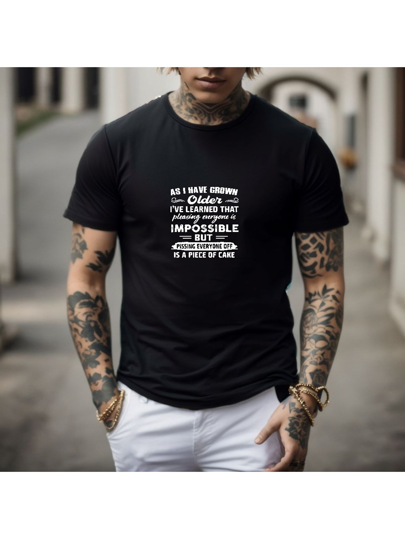 Enjoy Everything Is Important Print Mens Short Sleeve Plus Size T