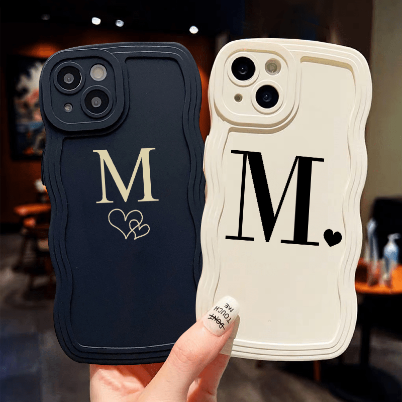 

2pcs Heart & Letter M Graphic Luxury Phone Case For Iphone 11 14 13 12 Pro Max Xr Xs 7 8 Plus Shockproof Cases Fall Bumper Back Soft Matte Lens Protection Cover Pattern Cases