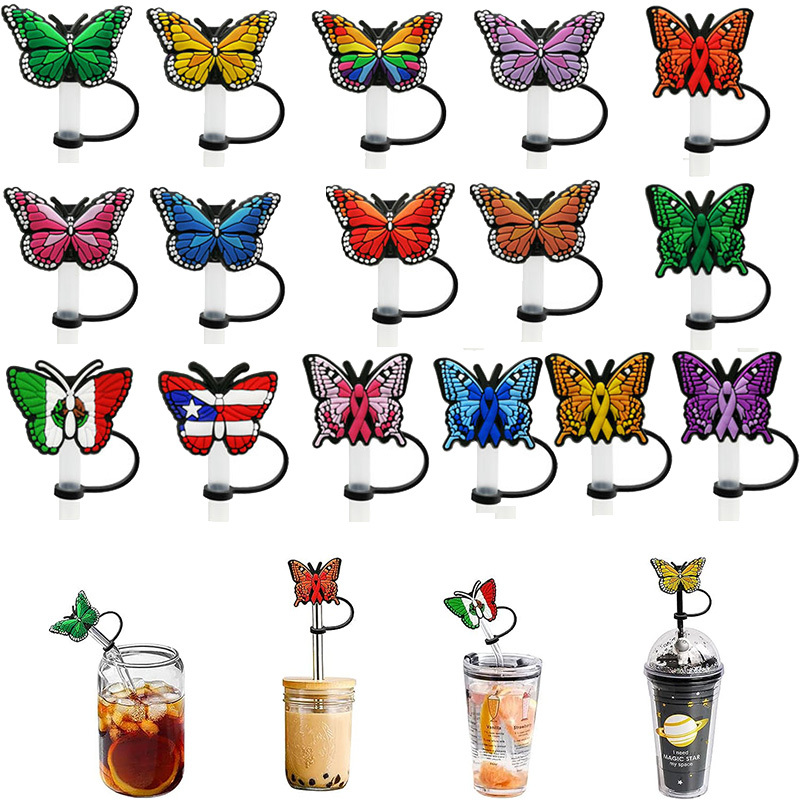 Straw Tips Cover Reusable Straw Toppers Butterfly Silicone - Temu