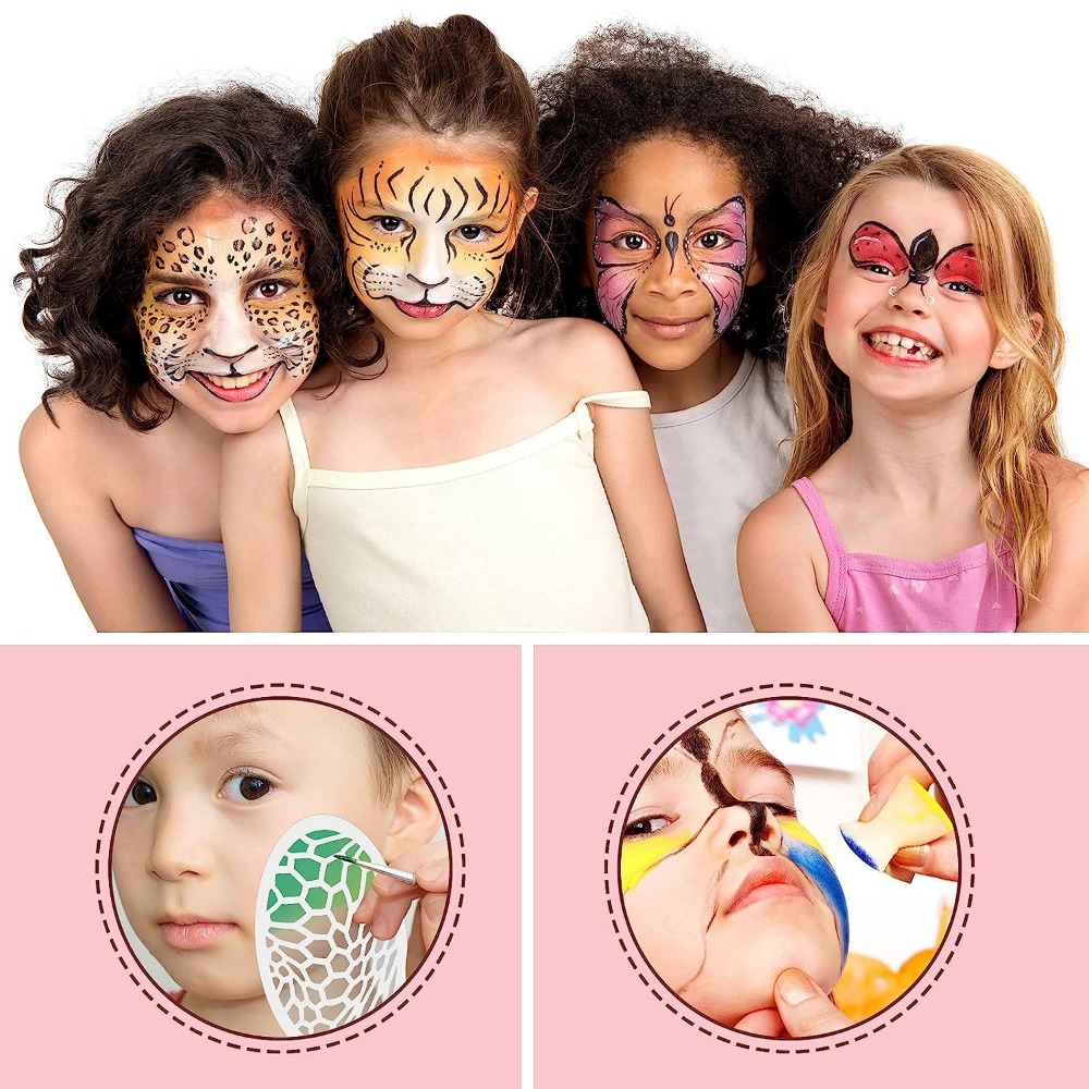 Wpond Face Painting Kit, Face Body Paint Stencils for Kids, Halloween  Christmas Makeup Kit for Adults with Tattoo Stickers, Template