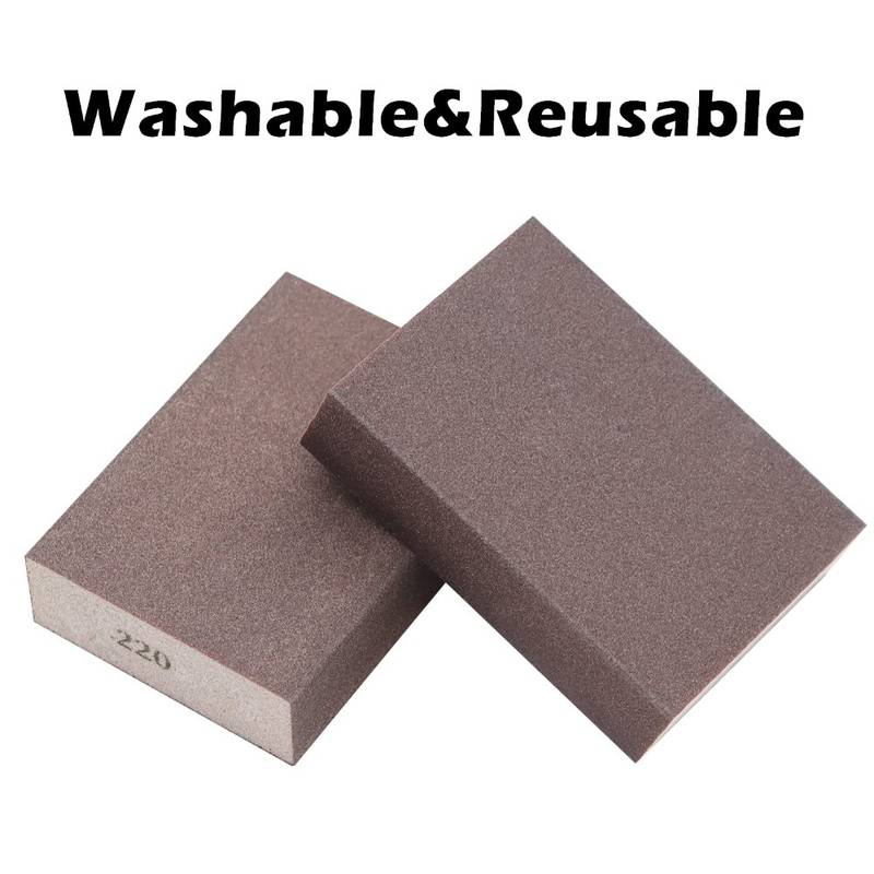 10 Pack 120 Grit Sanding Sponges - Washable Reusable Sanding Blocks For Wood, Metal & Drywall