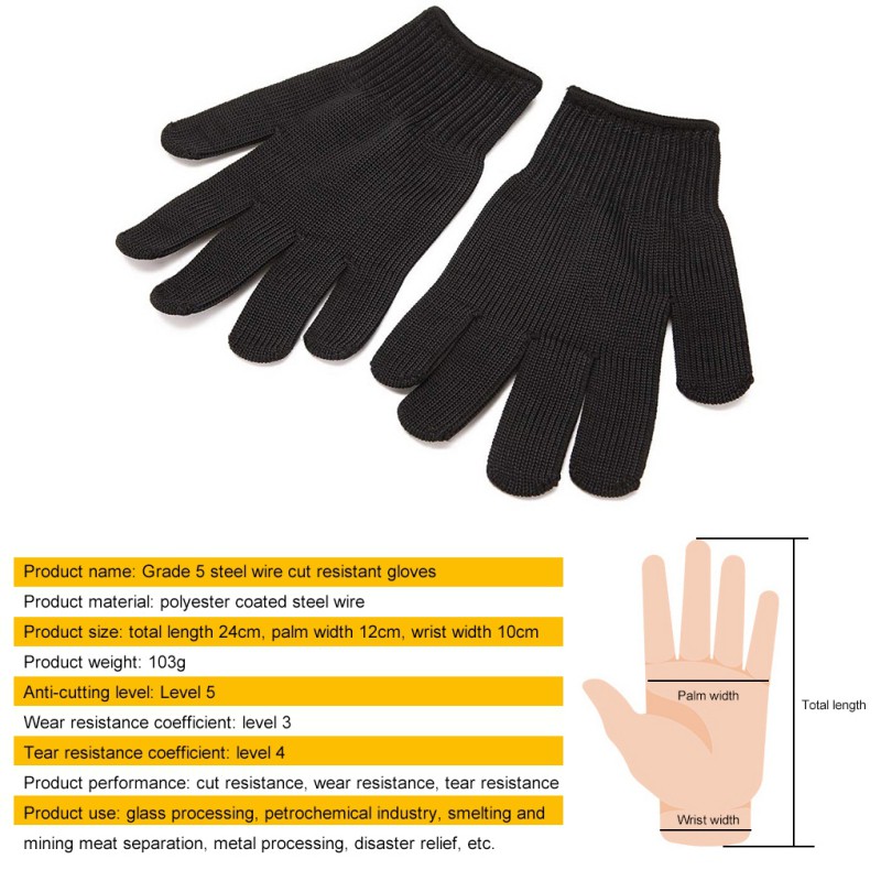 Black Self Defense Gloves Level 5 Cut Proof Stab Resistant - Temu