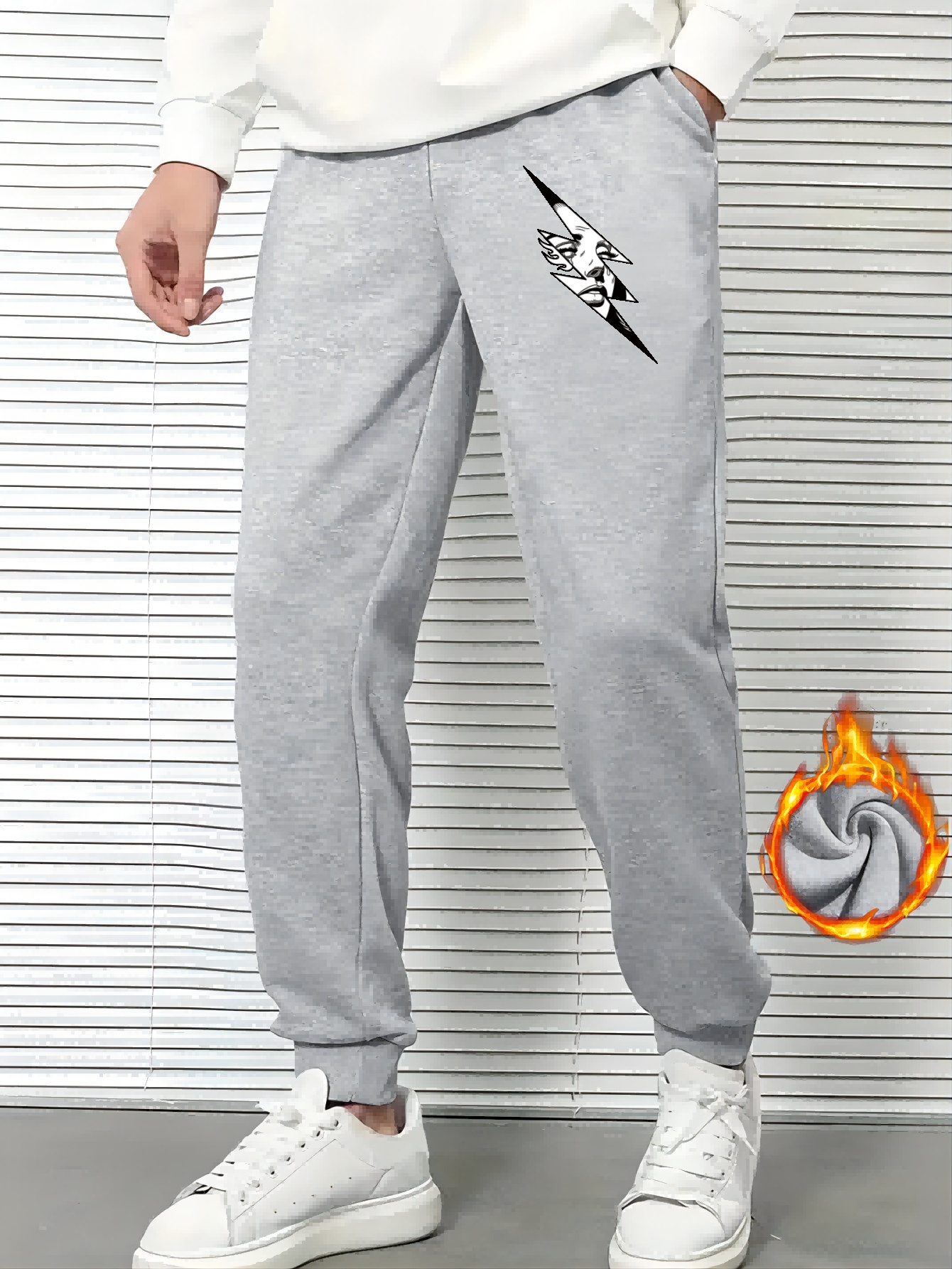 Men's Lightning Print Sweatpants Casual Slightly Stretch - Temu