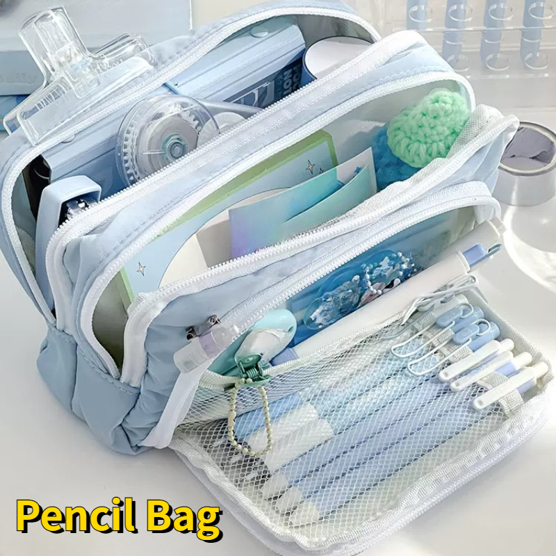 Large Capacity Pencil Bag Aesthetic School Cases Girl Kawaii Stationery  Holder Bag Children Pen Case Students