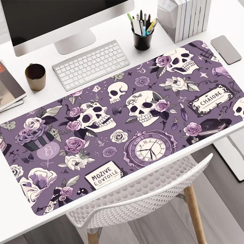Halloween Purple Skull Flower Gaming Mousepad Computer Hd - Temu Italy