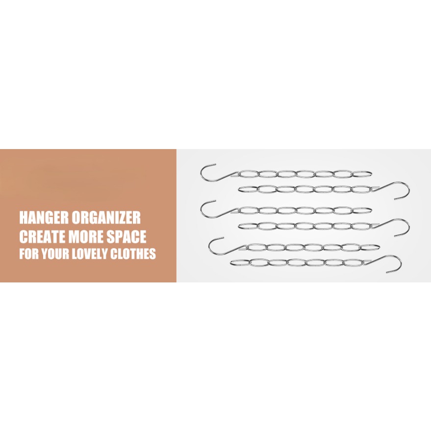 DTICON Hangers Space Saving, Metal Chain Clothes Hanger Organizer with 8  Slots, Magic Foldable Multiple Hangers in One, Collapsible Vertical Space