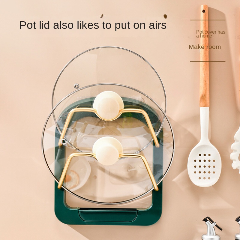 Wall Mounted Pot Cover Rack Kitchen Storage Multifunctional Organizer