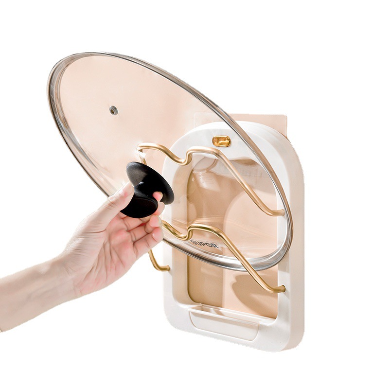 Wall Mounted Pot Cover Rack Kitchen Storage Multifunctional Organizer